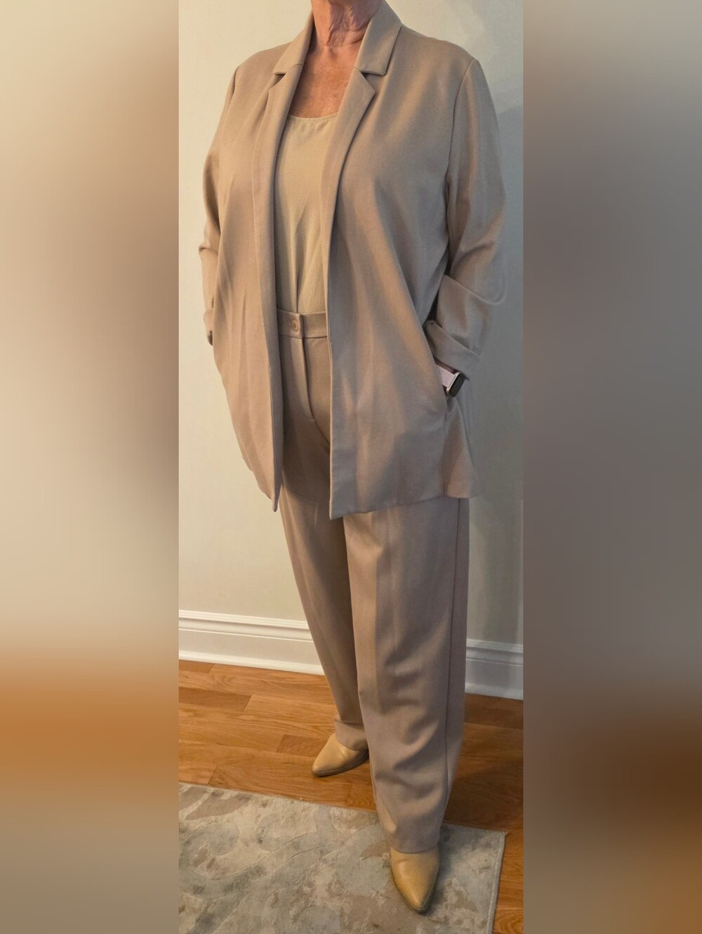 Great Eileen Fisher Tan Ponte Fabric Jacket/Pant -Best For Transition Season